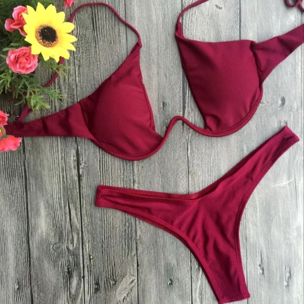 SALE!! New Burgundy Brazilian Bikini Underwire Top